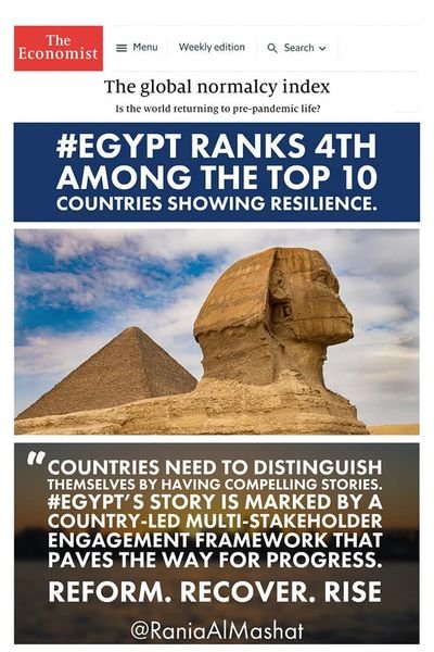  الإيكونوميست :  مصر  الرابعة عالميًا  في عودة الحياة لطبيعتها وقدرة الدول على مواجهة جائحة كورونا